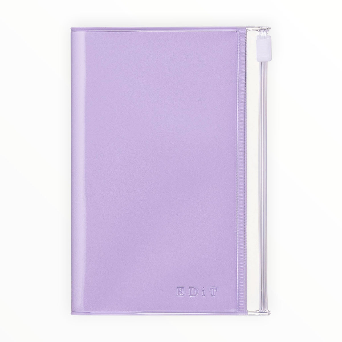 EDiT Grid B7 Notebook Lavender cover open by MARK'S Inc., zipper pocket and pen holder detail
