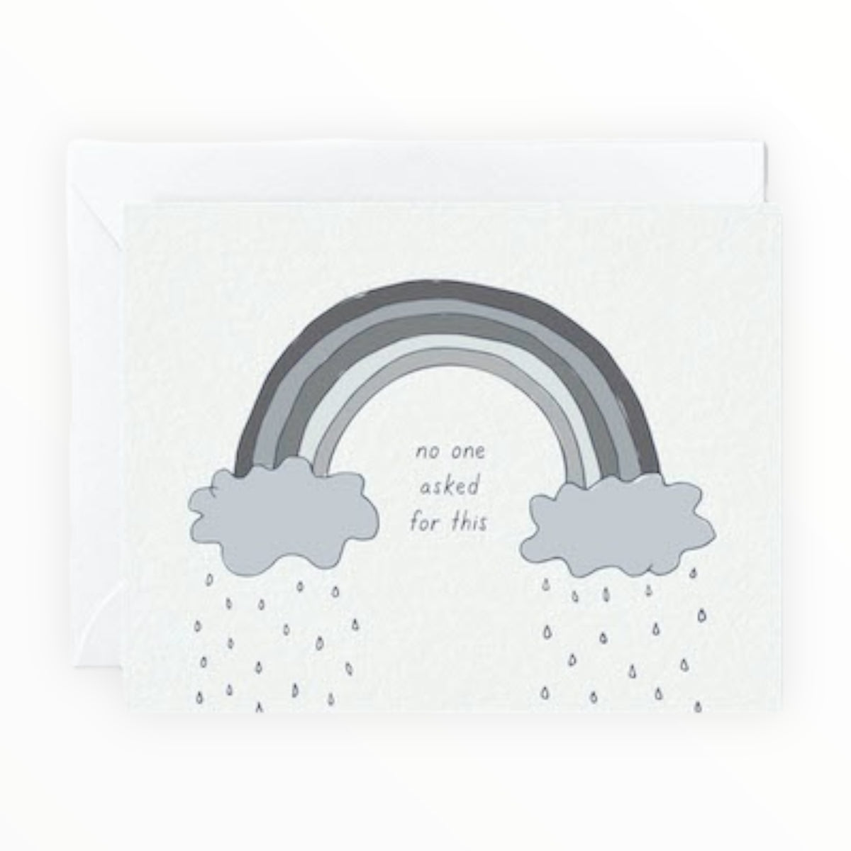 No One Asked For This greeting card by Tiny Hooray, blank interior, white envelope, 4.25 x 5.5 inches
