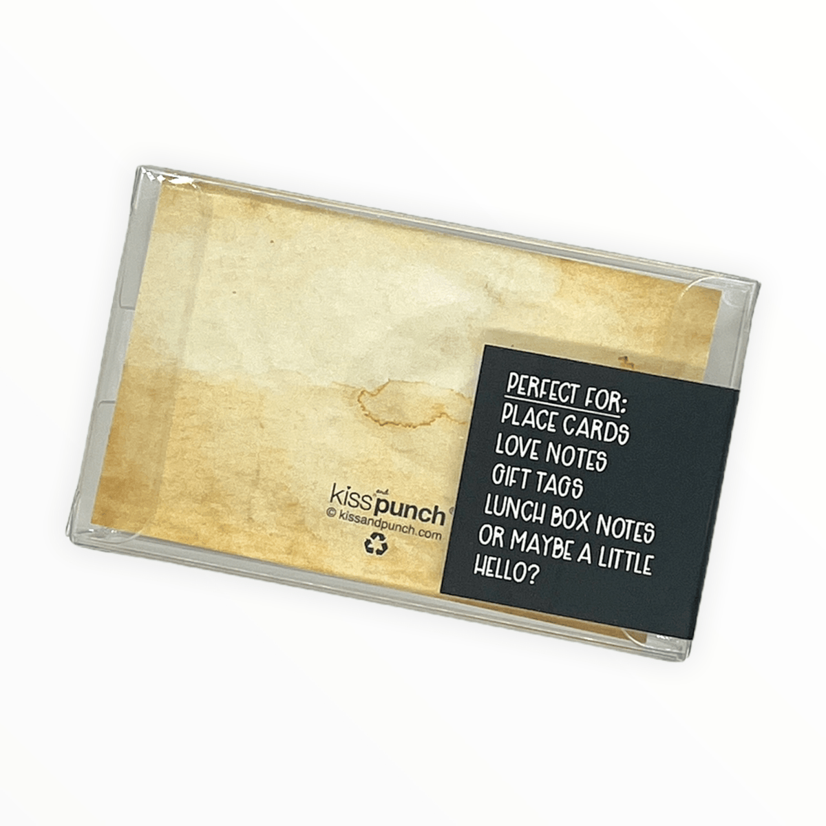 Teeny Tiny Telegram mini notecards by Kiss and Punch, sealed clear box packaging detail