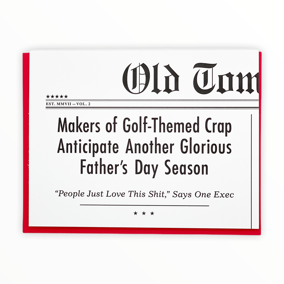 Golf-Themed Father's Day card by Old Tom Foolery, interior message Happy Father's Day, red envelope, 4.25 x 5.5 inches