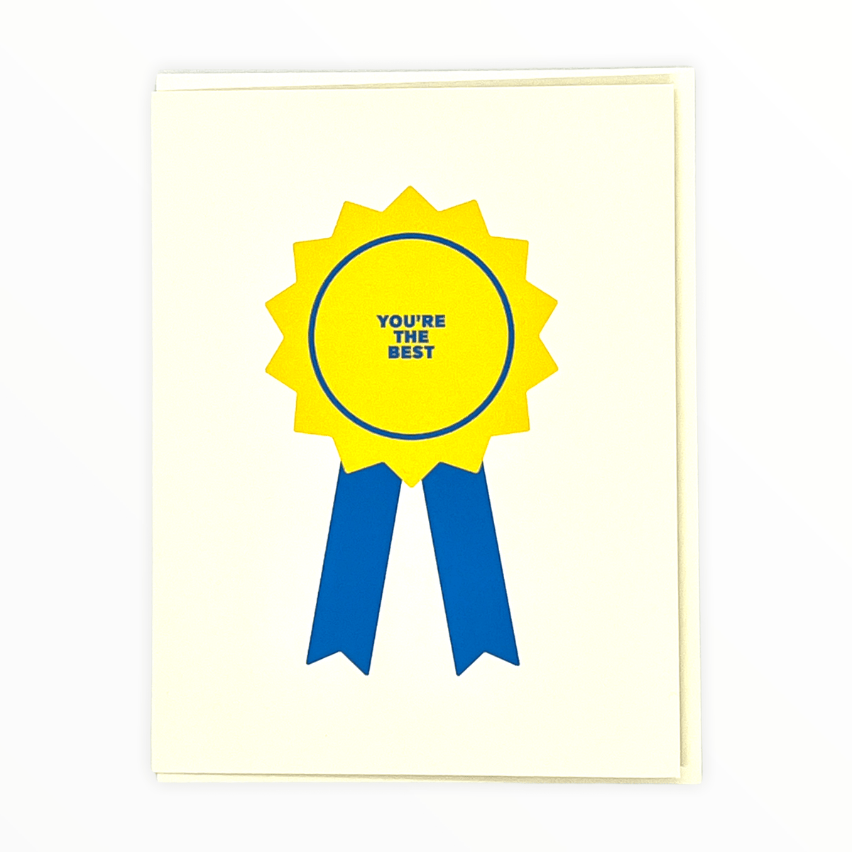 You're the Best Ribbon congratulations card by paper and stuff, blank interior, off-white envelope, 4.25 x 5.5 inches