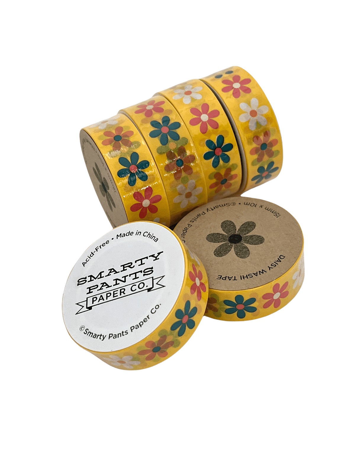 Retro Daisy Washi Tape by Smarty Pants Paper Co., retro flower pattern, acid-free, 15mm x 10m