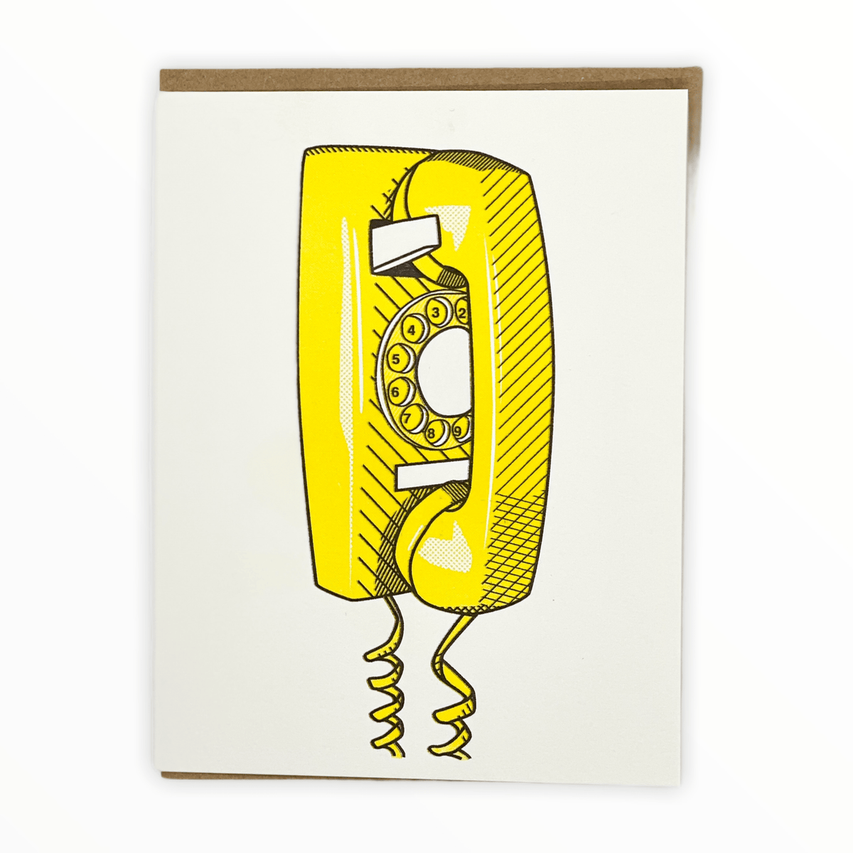 Hello Is It Me You're Looking For retro rotary phone card by Smarty Pants Paper Co., blank interior, kraft brown envelope, 4.25 x 5.5 inches