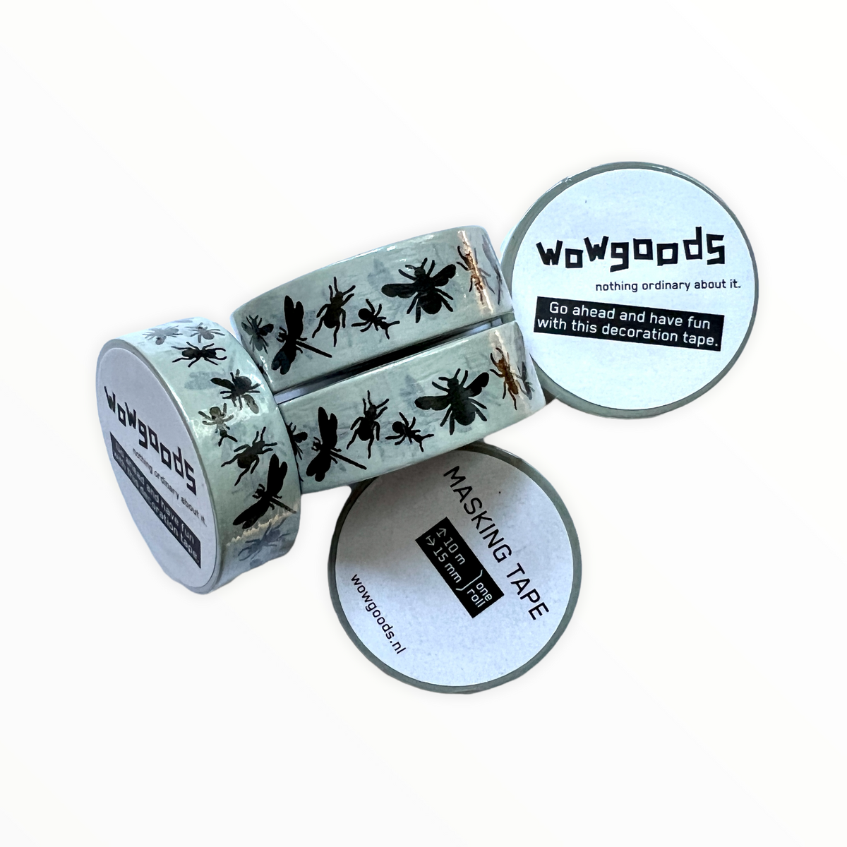 Insects Black Washi Tape detail by wowgoods, insect pattern close-up