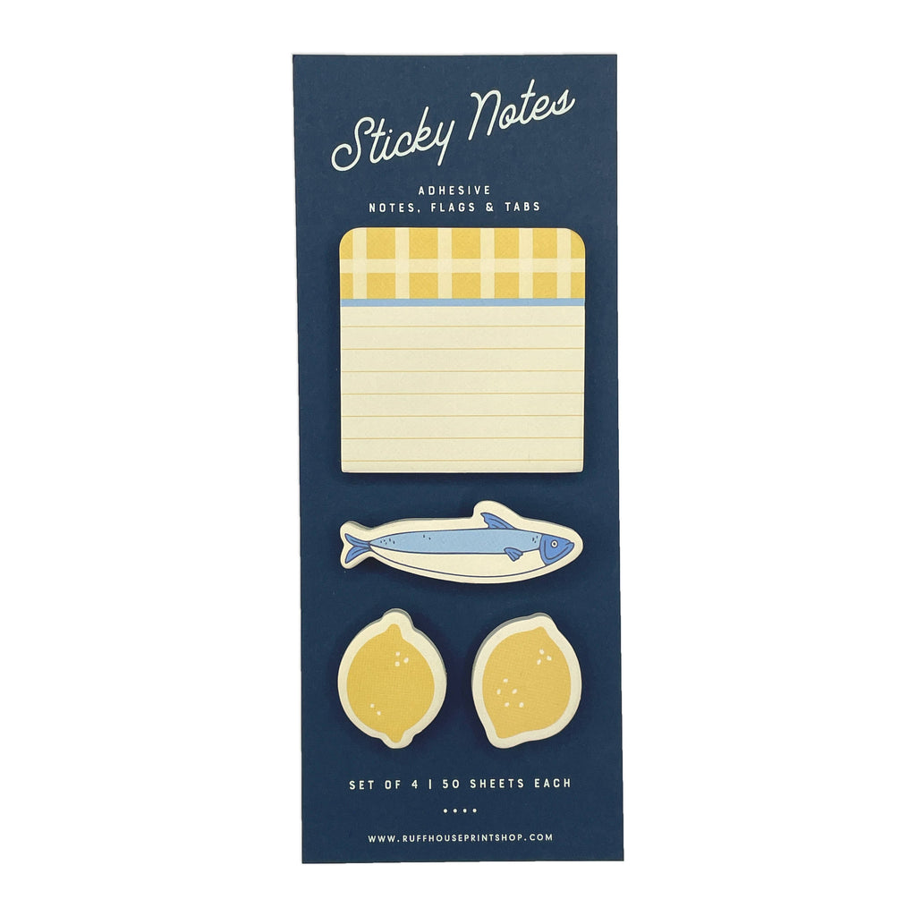 Ruff House Print Shop - Lemon Gingham Sticky Note Set : Page Flags and Tabs - The Paper Drawer