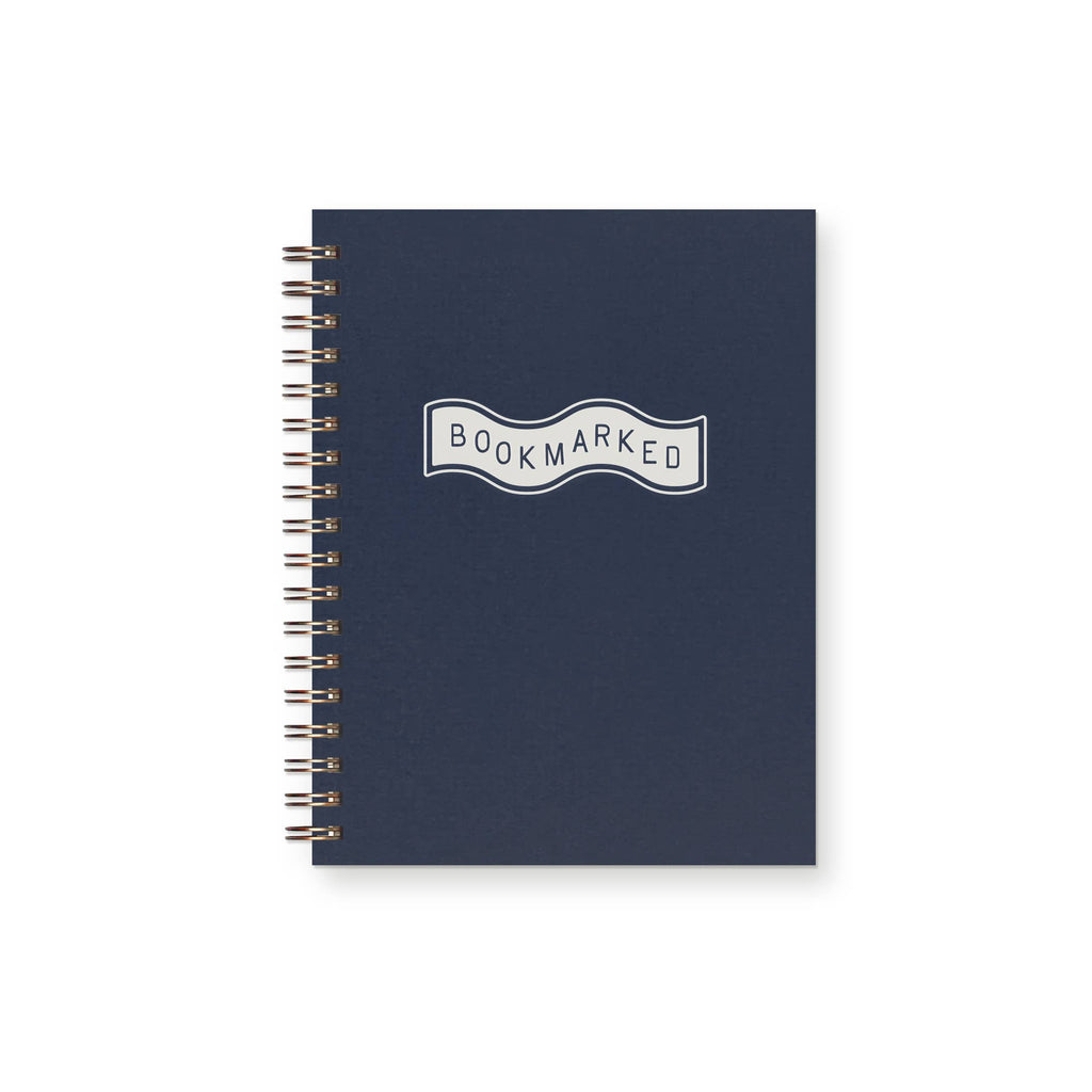 Ruff House Print Shop - Bookmarked Book Log Reading Journal: Deep Blue Cover | White Ink - The Paper Drawer