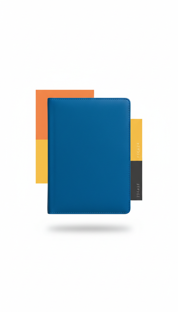 Cerulean blue leather-bound journal