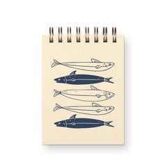 Ruff House Print Shop - Fishes Mini Jotter Notebook: French Vanilla | Deep Blue Ink - The Paper Drawer