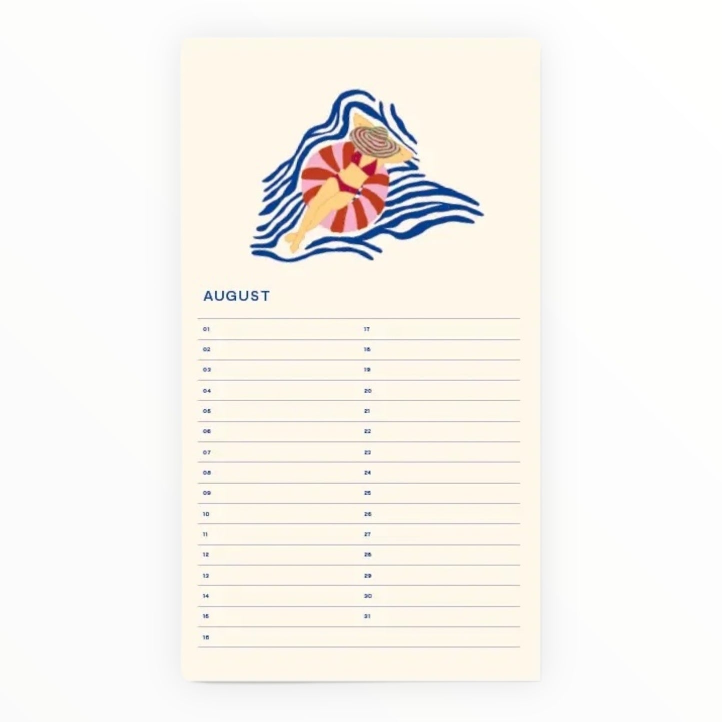 Spiral-bound birthday calendar by A-Journal Stationery, non-annualized design