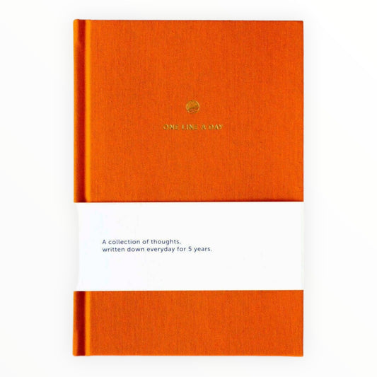 One Line A Day Journal by A-Journal Stationery, orange linen cover, 7.5 x 5.25 inches