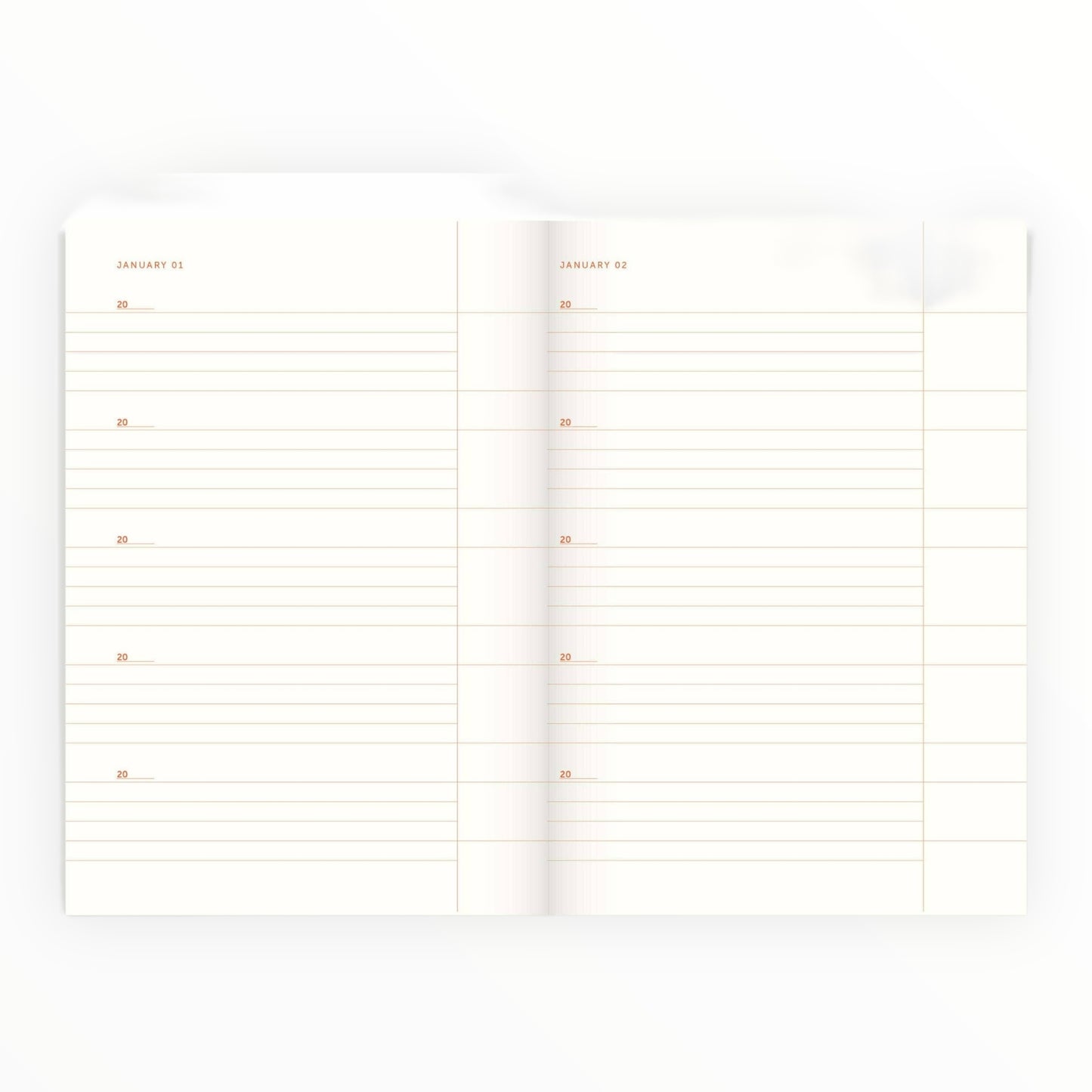 A-Journal One Line A Day Journal beige pages with orange lines detail