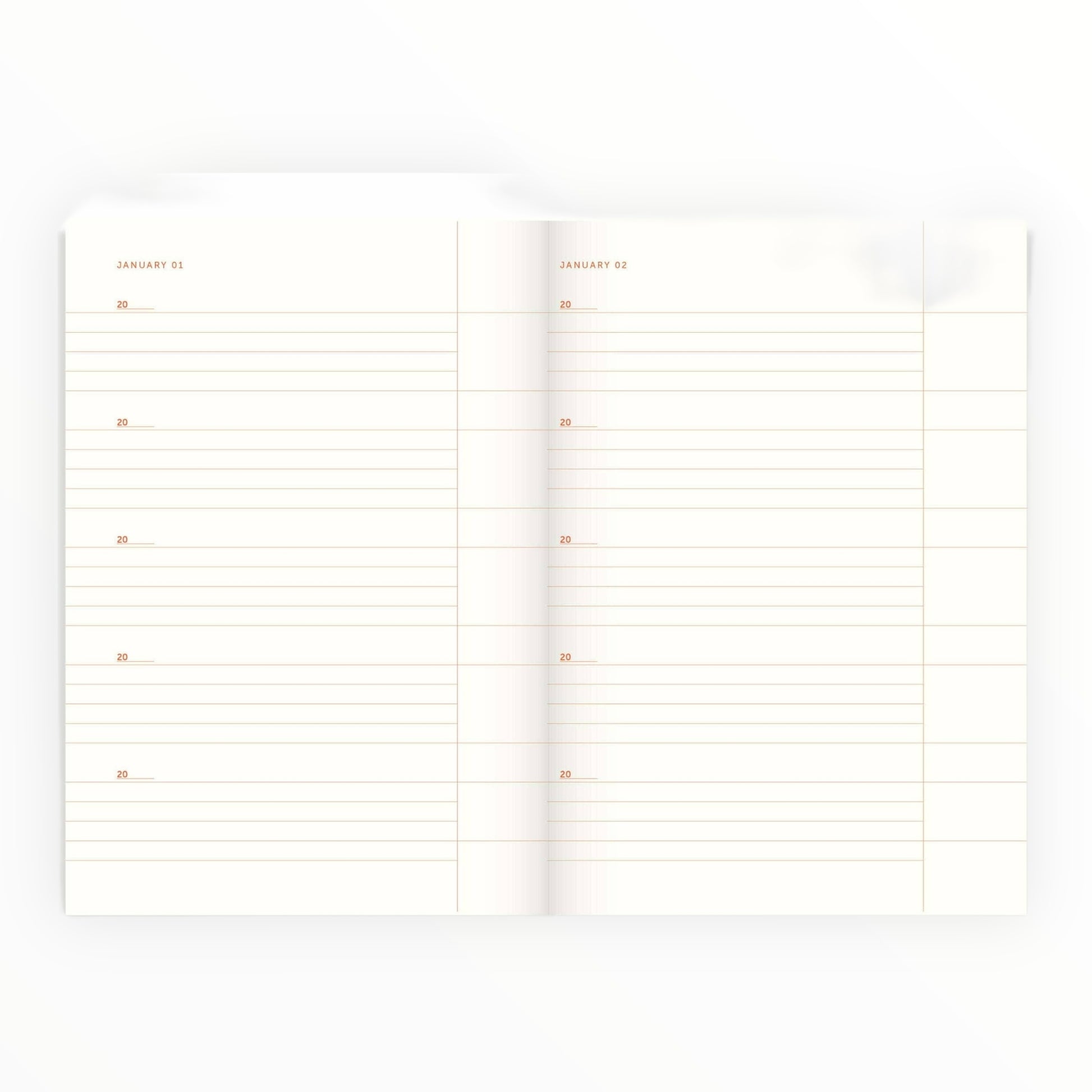 A-Journal One Line A Day Journal beige pages with orange lines detail