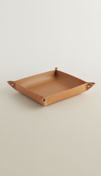 Soft camel leather desk tray