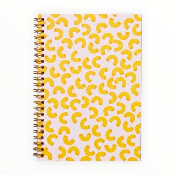 Macaroni and Cheese Spiral Notebook letterpress by And Here We Are, 48 lined pages, 5.8 x 8.25 inches, Columbus Ohio