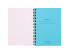 Macaroni and Cheese Spiral Notebook open spread showing lined pages by And Here We Are