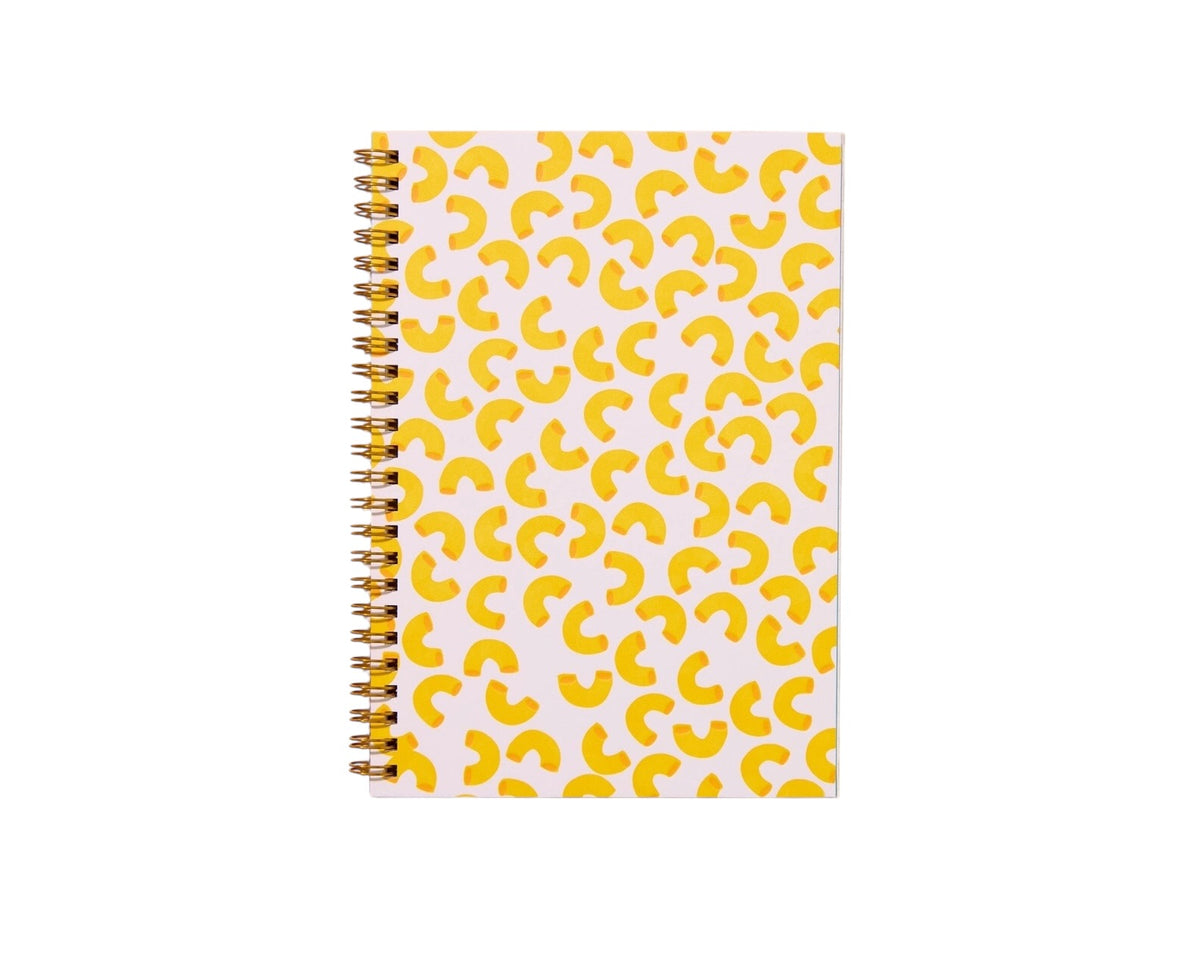 Macaroni and Cheese Spiral Notebook by And Here We Are back cover and spine detail