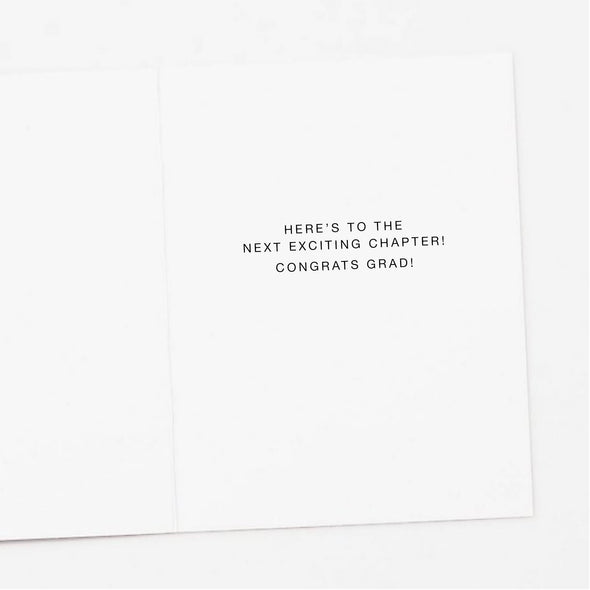 Pablo Picasso quote graduation card by Apartment 2 Cards, inside message "Here's to the next exciting chapter congrats grad!"
