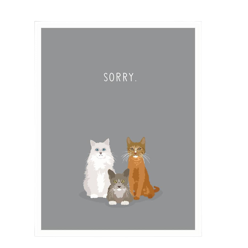 Sorry cat loss sympathy card by Apartment 2 Cards, "So sorry for the loss of your beloved pet", 4.25 x 5.5 inches, white envelope