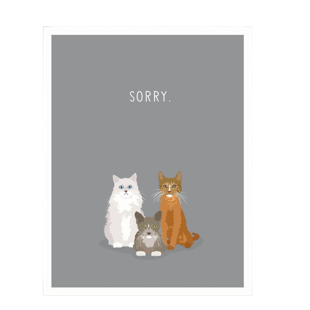 Sorry cat loss sympathy card by Apartment 2 Cards, "So sorry for the loss of your beloved pet", 4.25 x 5.5 inches, white envelope