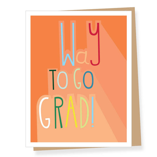 Way To Go Grad colorful graduation card by Apartment 2 Cards, blank interior, 4.25 x 5.5 inches, kraft envelope