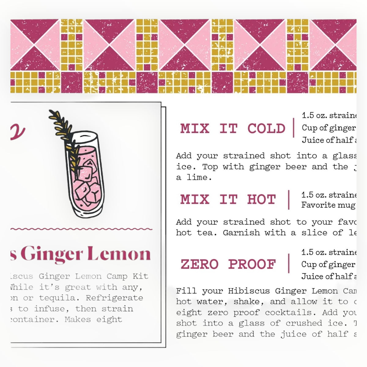 Camp Craft Cocktails Base Camp Mix ginger instructions photo, hot cold and zero proof options