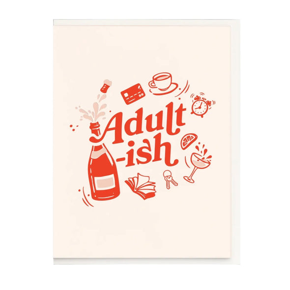 Adult-ish birthday letterpress card by Dahlia Press, blank interior, off-white envelope, 4.25 x 5.5 inches