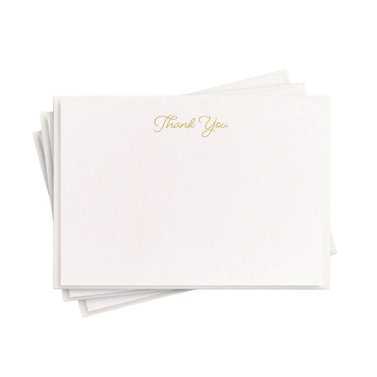 Thank You gold script letterpress notecards set of 8 by Dahlia Press, off-white envelopes, 3.5 x 4.875 inches