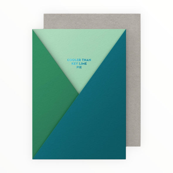 Cool Key Lime card by Dear Beni, flat card insert with teal metallic foil print detail
