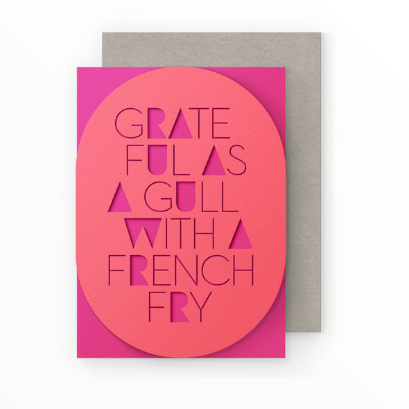 Grateful Gull card by Dear Beni, flat card insert detail