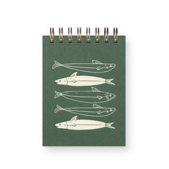 Ruff House Print Shop - Fishes Mini Jotter Notebook: French Vanilla | Deep Blue Ink - The Paper Drawer