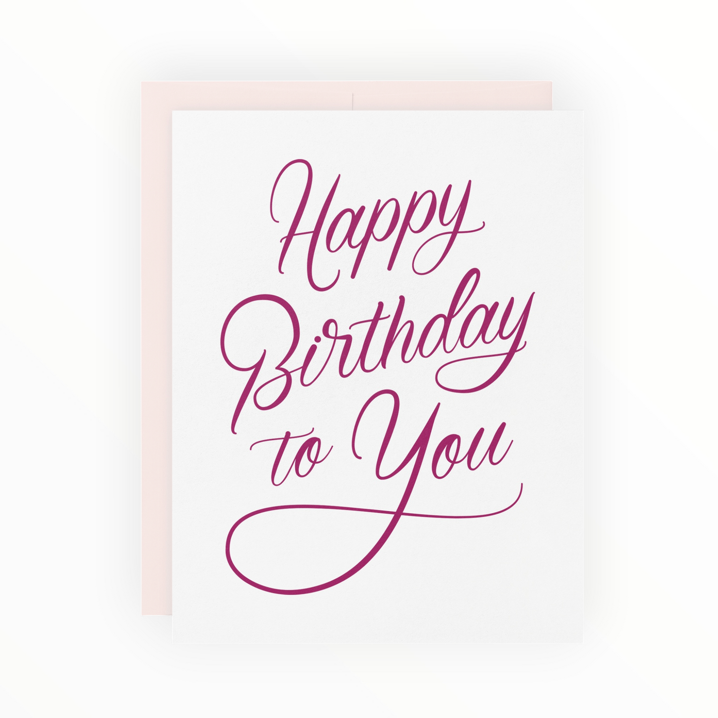 Happy Birthday Script letterpress card by Friendly Fire Paper, script lettering, blank interior, coordinating envelope, 4.25 x 5.5 inches