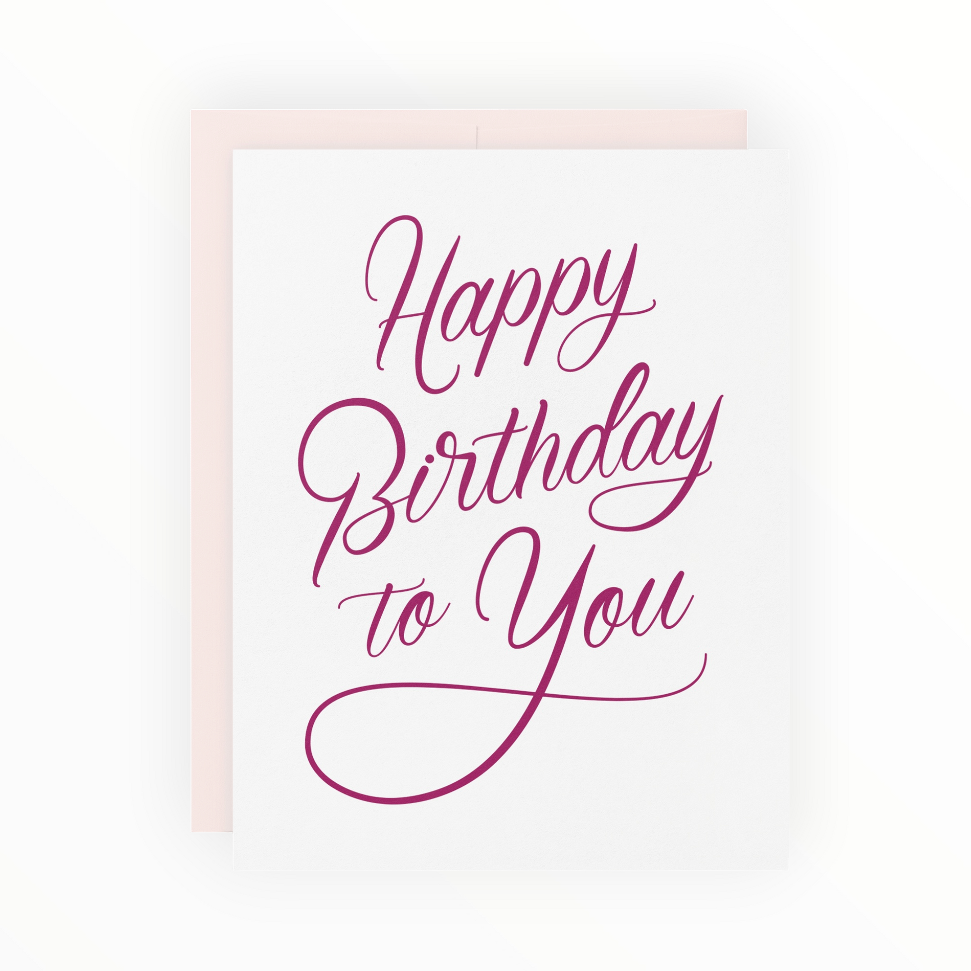 Happy Birthday Script letterpress card by Friendly Fire Paper, script lettering, blank interior, coordinating envelope, 4.25 x 5.5 inches