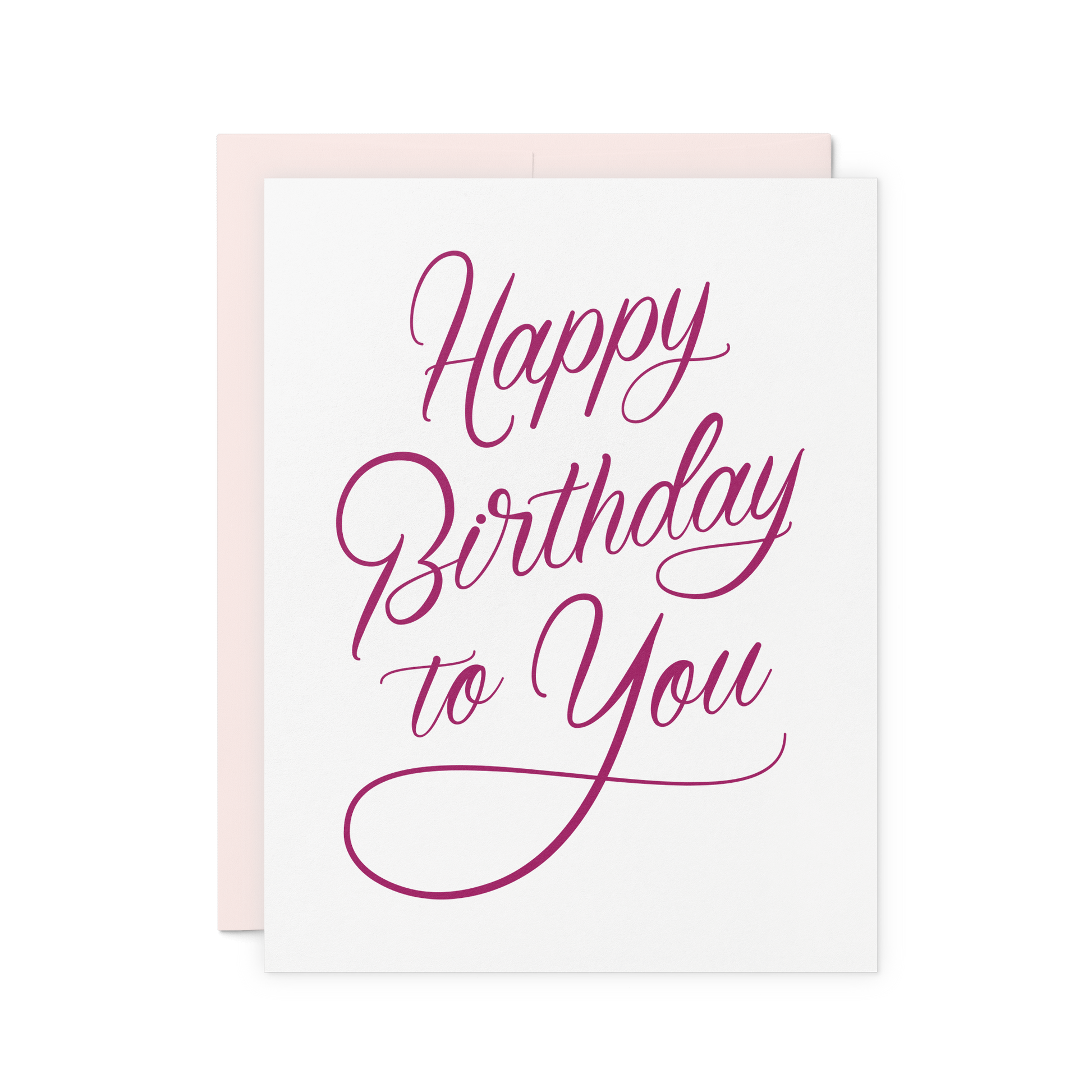Happy Birthday Script card detail by Friendly Fire Paper, script letterpress print close-up