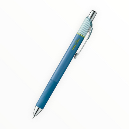 Pentel EnerGel Clena gel pen sax blue by Hakubundo, black ink, comfort grip, 0.5mm ultrafine
