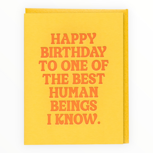 Best Human Beings Birthday card by Huckleberry Letterpress, blank interior