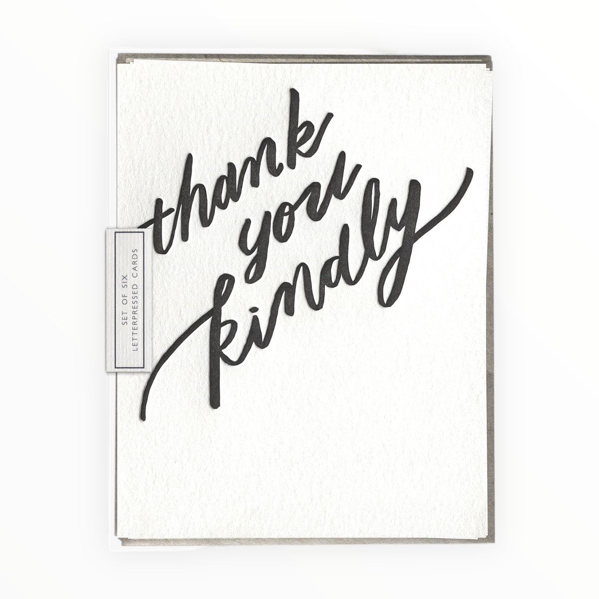 Thank You Kindly letterpress card set by Ink Meets Paper, set of 6 folded cards with tan envelopes