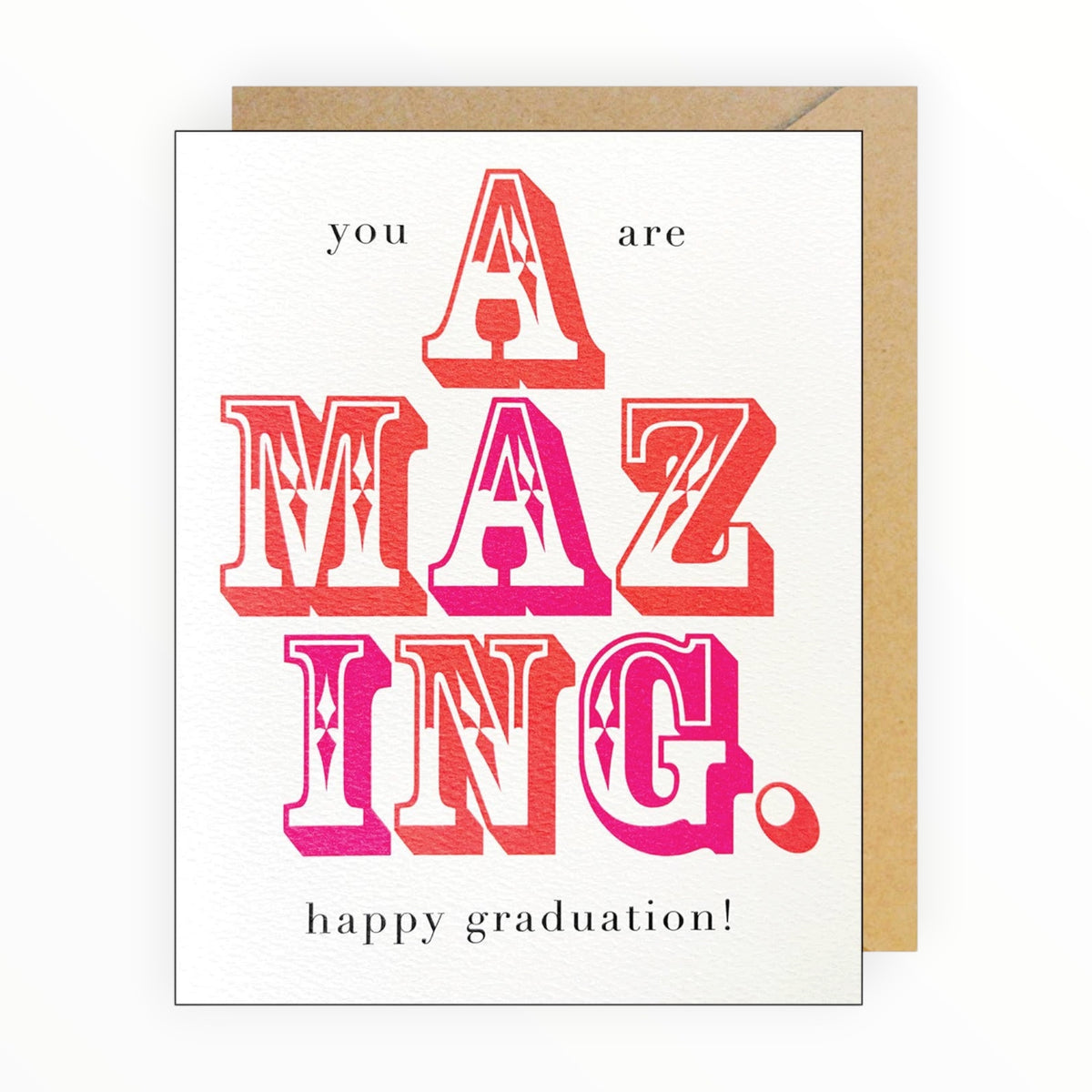 Are Amazing Happy Graduation card by J.Falkner Cards, blank interior, kraft envelope, 4.625 x 6.25 inches