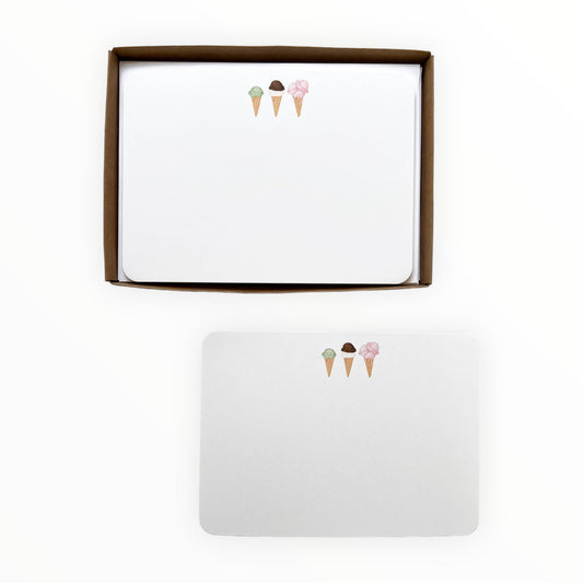 ce Cream Cones flat notecards set of 10 by k.Patricia Designs, with envelopes, 4.25 x 6.25 inches