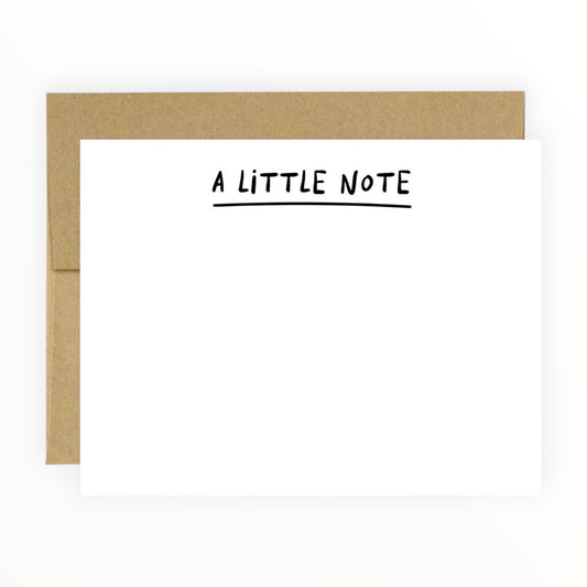 A Little Note flat notecard set by Kreate Paper Co., set of 6 with kraft paper envelopes, 4.25 x 5.5 inches