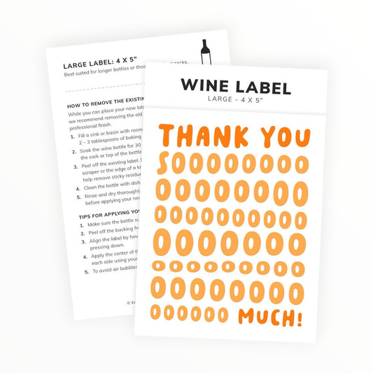Thank You wine bottle label by Kreate Paper Co., 4x4 inch adhesive label, thoughtful thank you gift