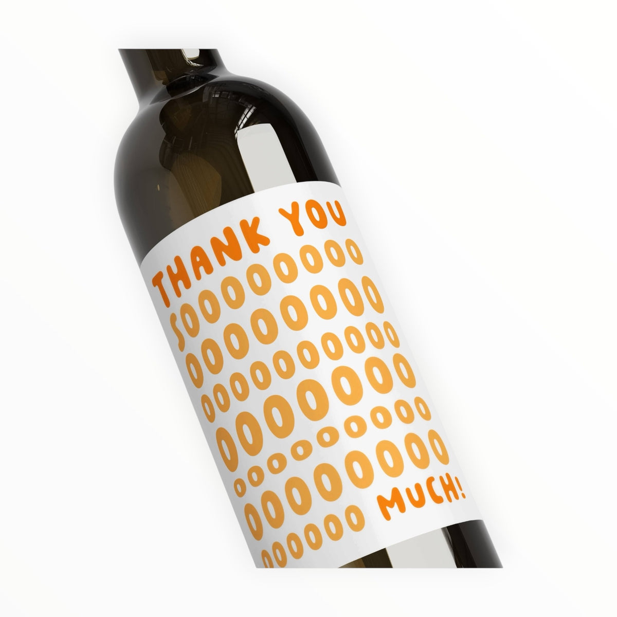 Thank You wine bottle label close-up, 4 by 4 inch label, easy gift idea by Kreate Paper Co.