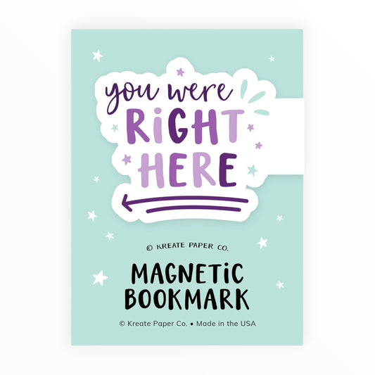 Double-sided magnetic bookmark by Kreate Paper Co., 2.75 x 3.75 inches, keeps your page without bending