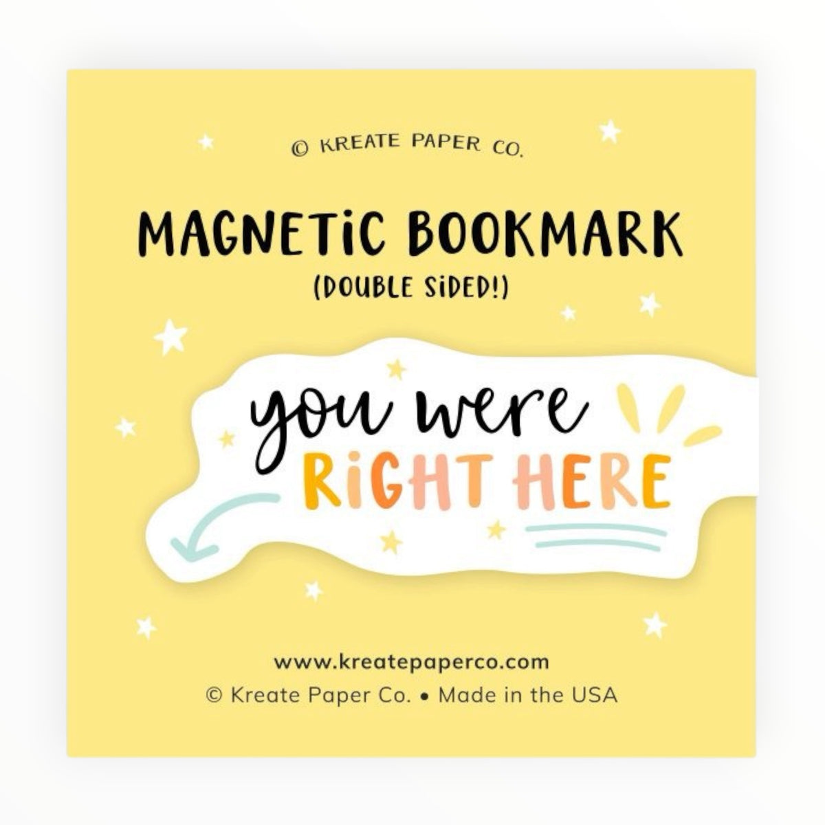 Slim double-sided magnetic bookmark by Kreate Paper Co., 2.75 x 0.77 inches, no bent pages, gift for book lovers