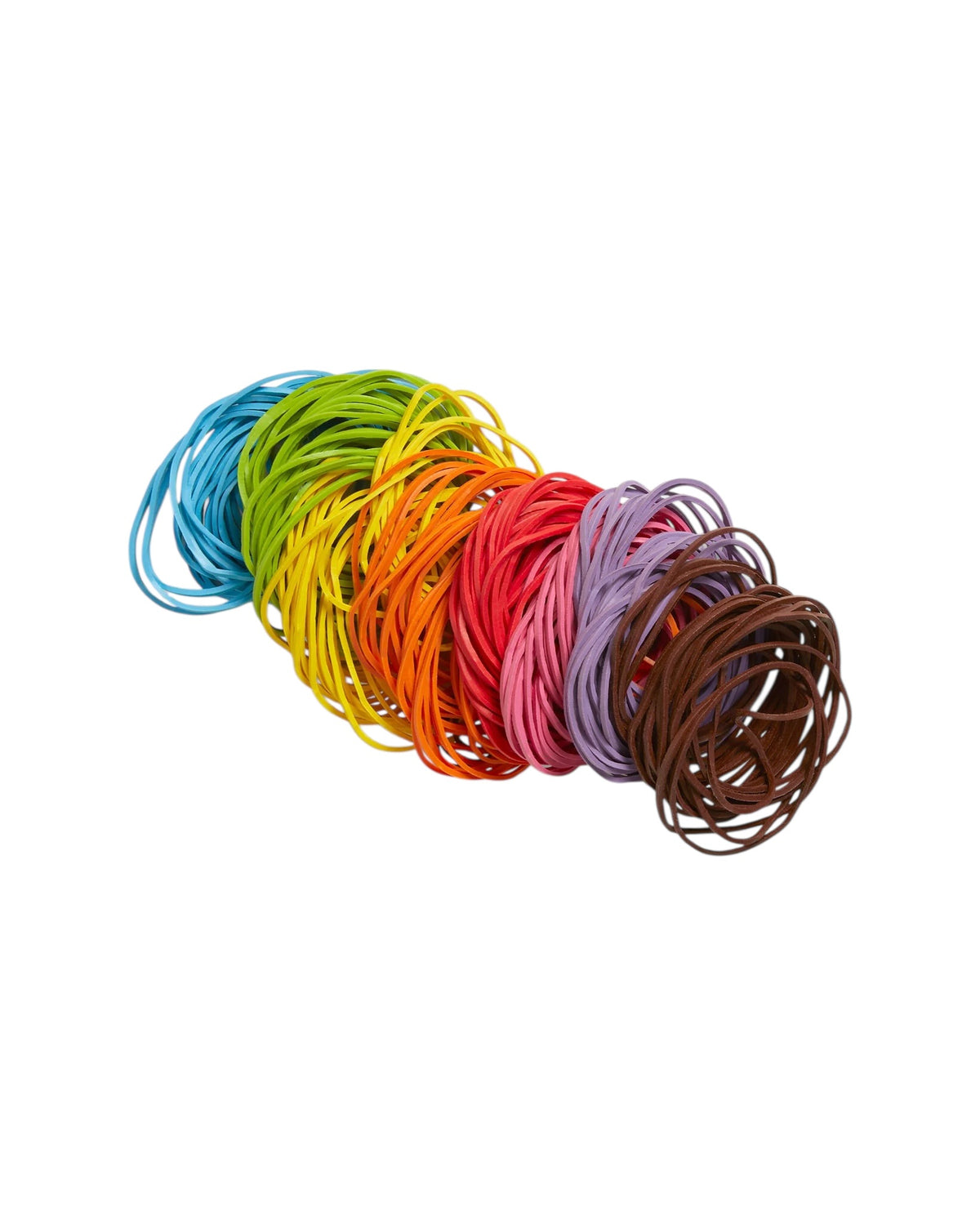 O'Band Rainbow Rubber Bands Tin by Kyowa, rubber bands detail showing 8 colors