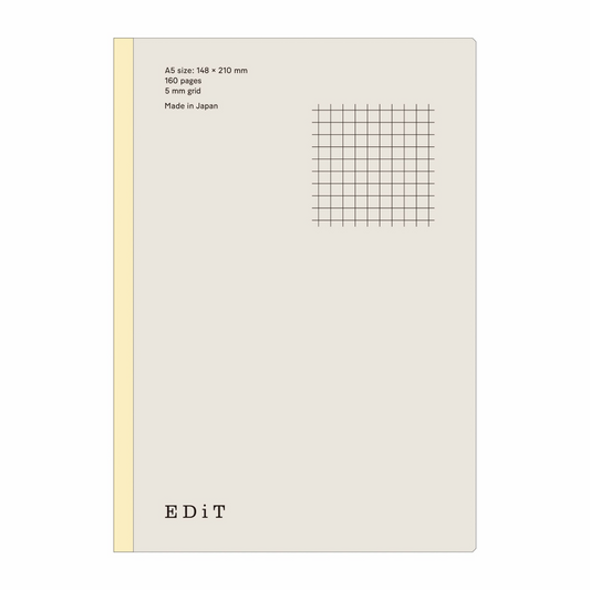 EDiT A5 Dot Grid Notebook by MARK'S Inc., minimalist cover, smooth bleed-resistant paper, 160 pages, 5mm dot grid