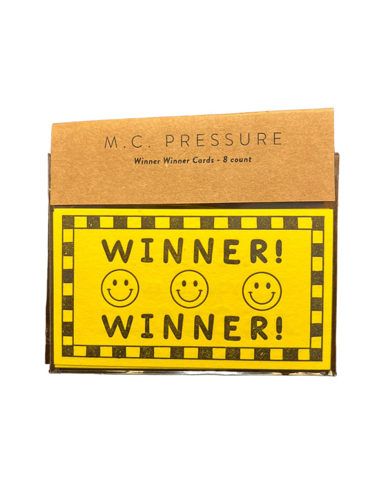 Winner Winner You're an A__hole passive-aggressive cards by M.C. Pressure, black letterpress on yellow craft paper, pack of 8, 2 x 3.5 inches