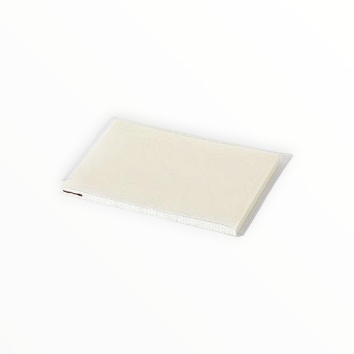 A rectangular cream-colored fabric cushion or pad with a textured surface, shown at an angle on a clean white background.