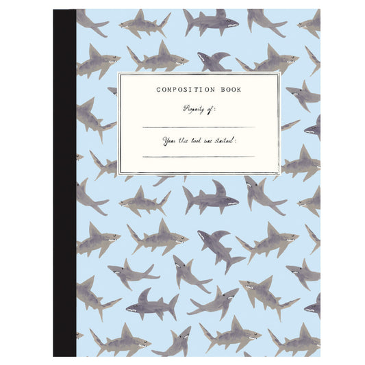 Sharks Composition Book by Mr. Boddington's Studio, wide ruled, 192 pages