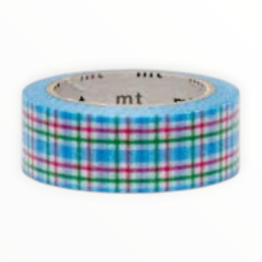 MT Masking Tape Colorful Checkered Blue washi tape by MT, 15mm x 7m, original from Kurashiki Japan