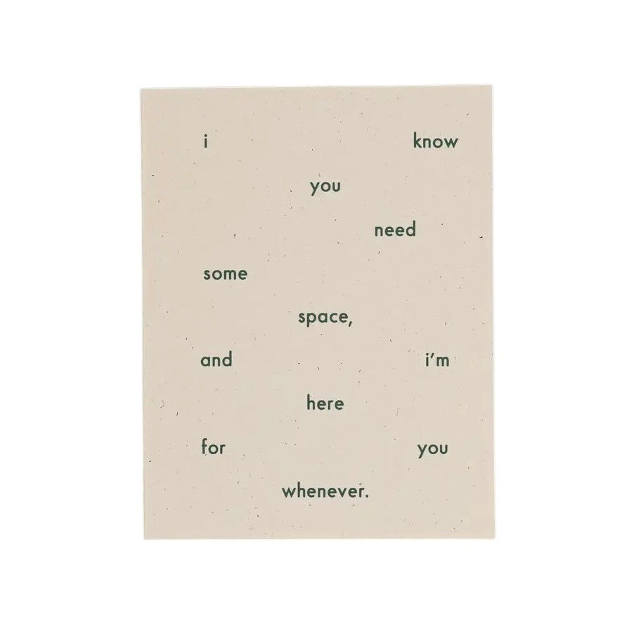 Need Space card by Paperwork Press